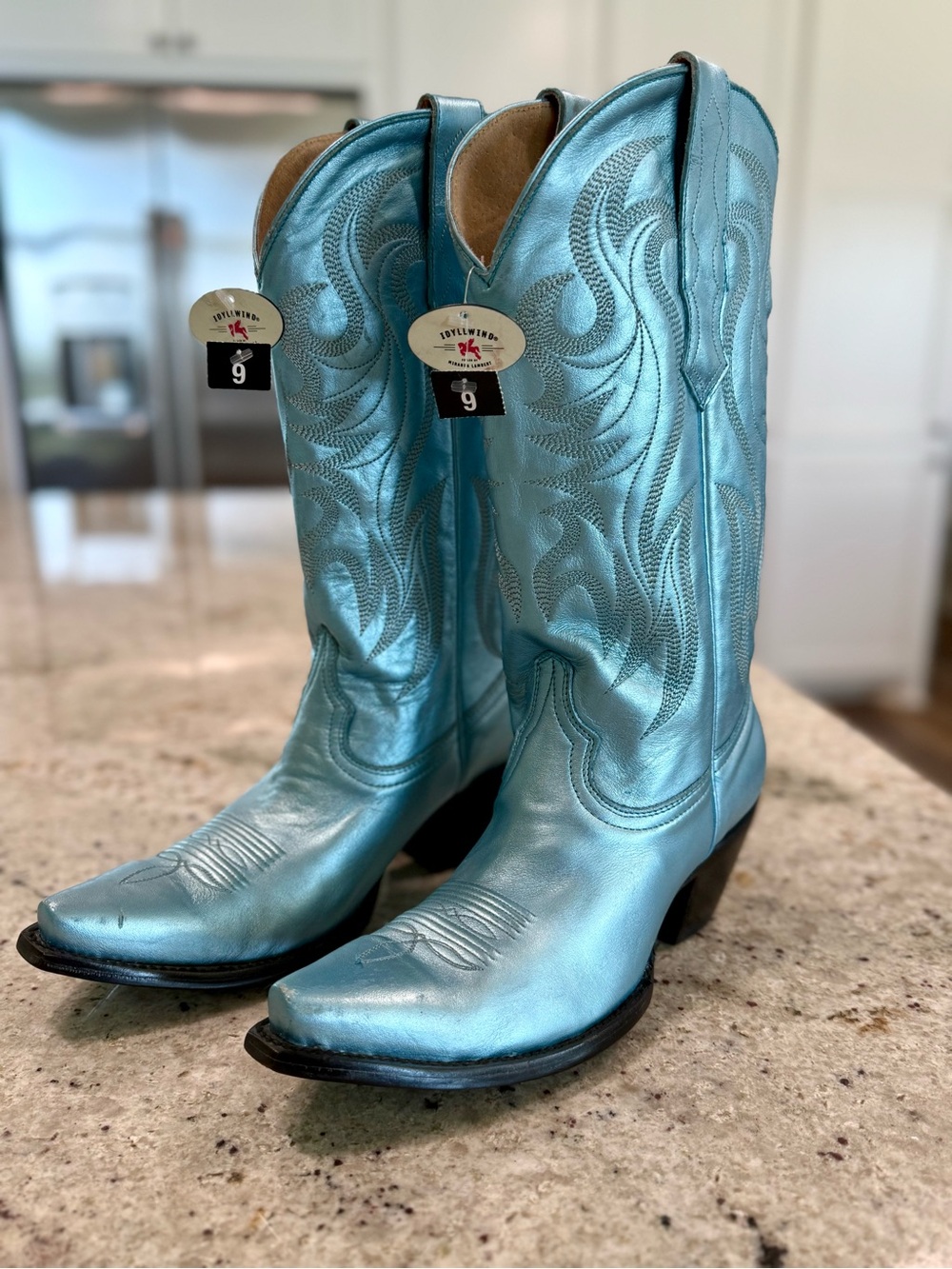 Idyllwind Metallic Turquoise Blue Western Heeled Boots - Size 9